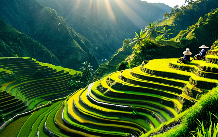 필리핀 화산 폭발 역사 - **Scenic Rice Terraces:** A breathtaking aerial view of the Banaue Rice Terraces in the Philippines ...